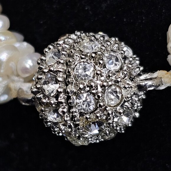 Authentic Freshwater Pearl Necklace And Bracelet Set Diamond ? Clasps VTG Read - Picture 13 of 13